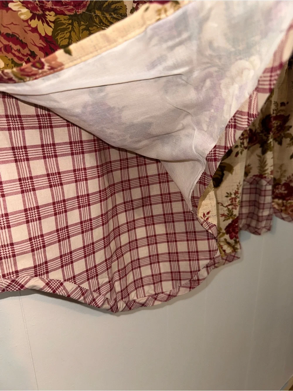 Cottage Core Floral Plaid Curtain Valanve